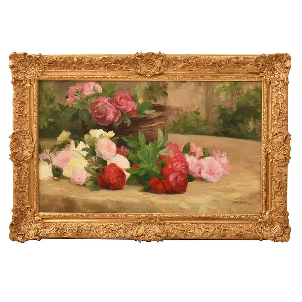QF783 1a antique floral roses painting flower oil still life XIX.jpg